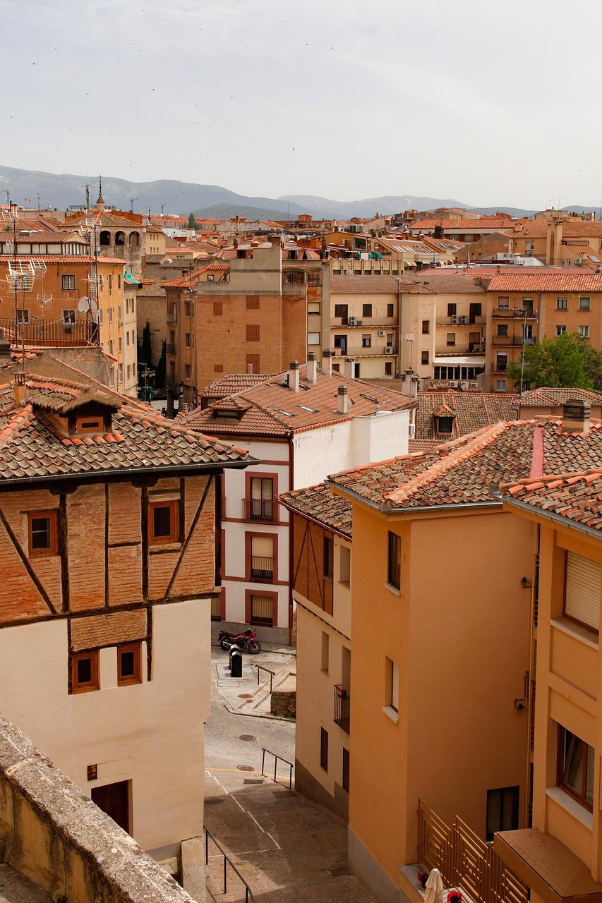 spain, segovia, town, skyline, cityscape, urban, architecture, mountains, nature, horizon, city